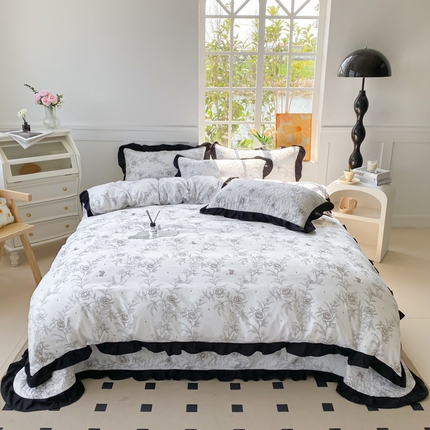 91家纺网 家纺一手货源 找家纺 佳品居 2025新款赫本风床盖四件套 赫本风-玫瑰花园
