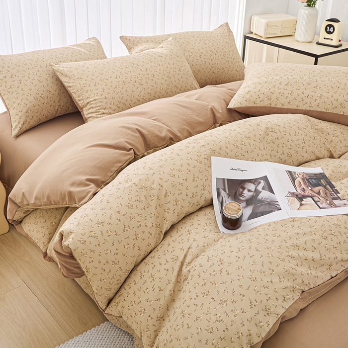 91家纺网 家纺一手货源 找家纺 蕾诺家纺 2025新款直播新款A类有氧提花云纱棉圆角吊边工艺四件套学生三件套 简爱