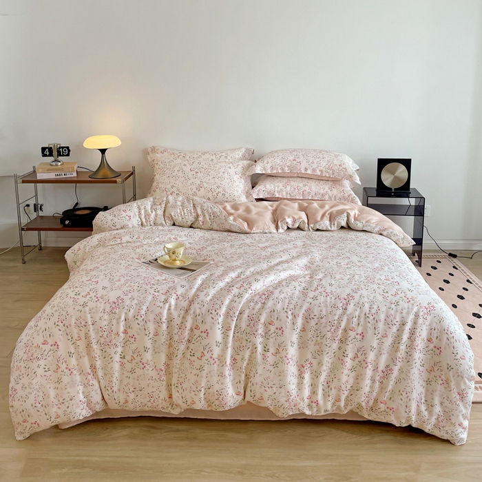 91家纺网 家纺一手货源 找家纺 棉生活家纺 2025新款天丝莱赛尔印花四件套 吟禾暮