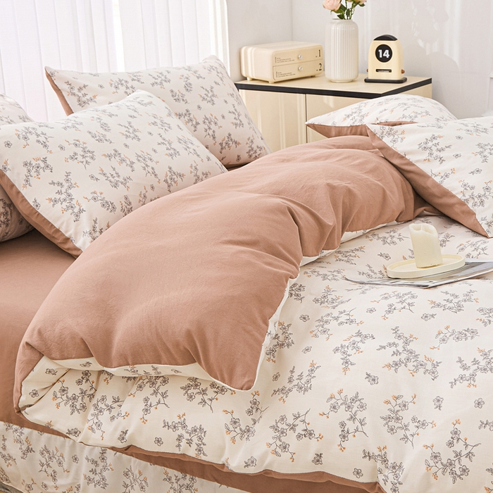 91家纺网 家纺一手货源 找家纺 蕾诺家纺 2025新款直播新款A类有氧提花云纱棉圆角吊边工艺四件套学生三件套 普罗旺斯