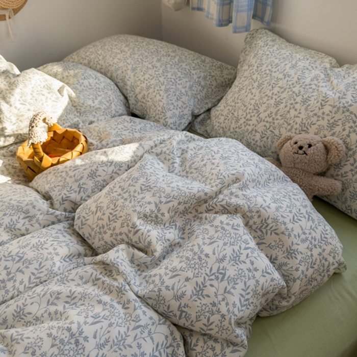 91家纺网 家纺一手货源 找家纺 塔塔家居  2025新款全棉纯棉双层纱被套单品单被套被套单件 绿野