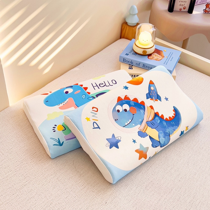 91家纺网 家纺一手货源 找家纺 梵赫 2025新款全棉A类儿童针织棉记忆枕（可拆卸） 太空恐龙 30*50  含芯