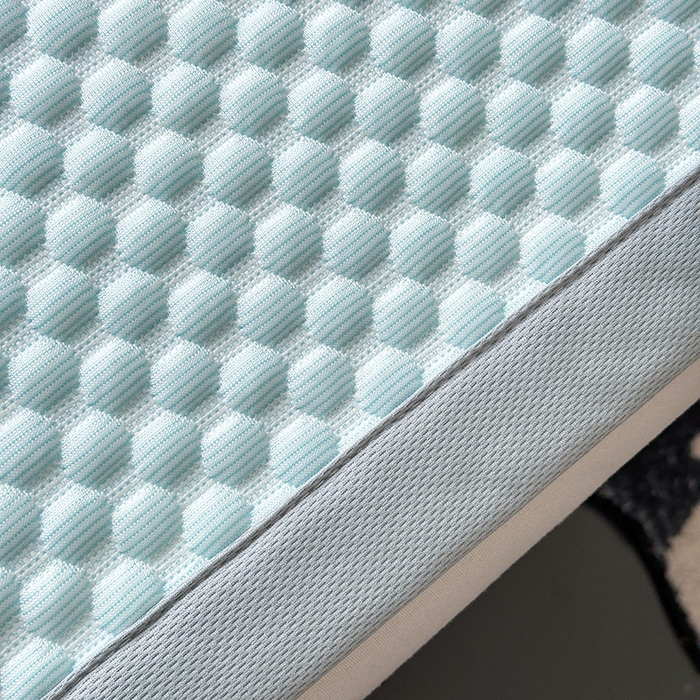 91家纺网 家纺一手货源 找家纺 澳梵家居 2025新款PE中分子A类凉感豆豆刺绣软凉席 冰川-水绿