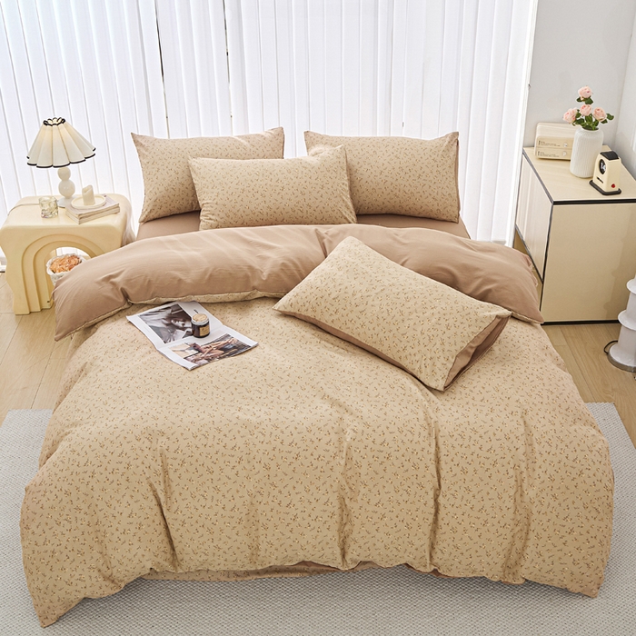 91家纺网 家纺一手货源 找家纺 蕾诺家纺 2025新款直播新款A类有氧提花云纱棉圆角吊边工艺四件套学生三件套 简爱