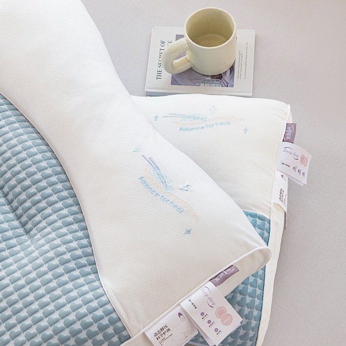 91家纺网 家纺一手货源 找家纺 大熊枕芯 2025新款安颈1号冰豆豆枕芯 安颈1号-蓝