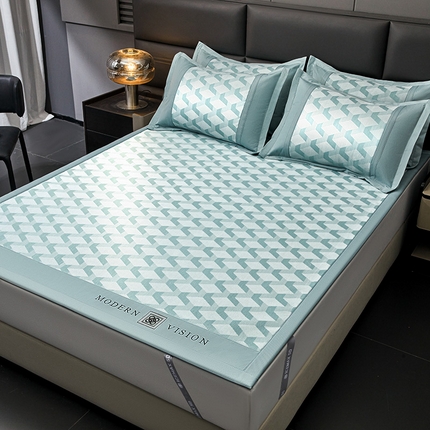 全季家居 2025新款5A抗菌3D立体冰柔凉感冰丝席 菱形-水绿 床席款