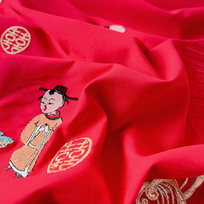 91家纺网 家纺一手货源 找家纺 （总）2025新款100支150克双面长绒棉婚庆绣花四件套