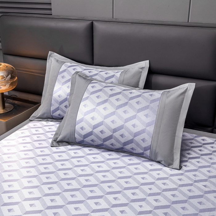 91家纺网 家纺一手货源 找家纺 全季家居 2025新款5A抗菌3D立体冰柔凉感冰丝席 格调-天蓝 床笠款