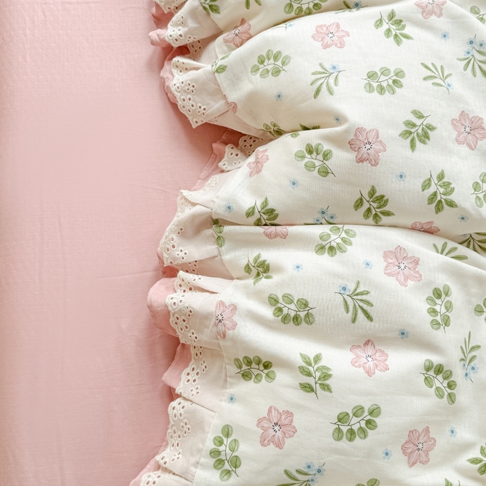 91家纺网 家纺一手货源 找家纺 晨晨家纺2025新款全棉双层花边双层纱四件套 絮语