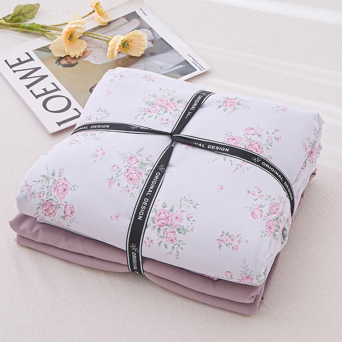 91家纺网 家纺一手货源 找家纺 蕾诺家纺 2025新款直播新款A类有氧提花云纱棉圆角吊边工艺四件套学生三件套 西塘