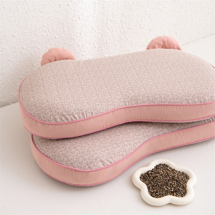 91家纺网 家纺一手货源 找家纺 大熊枕芯 2025新款熊猫全棉碎花荞麦枕 熊猫荞麦枕-粉