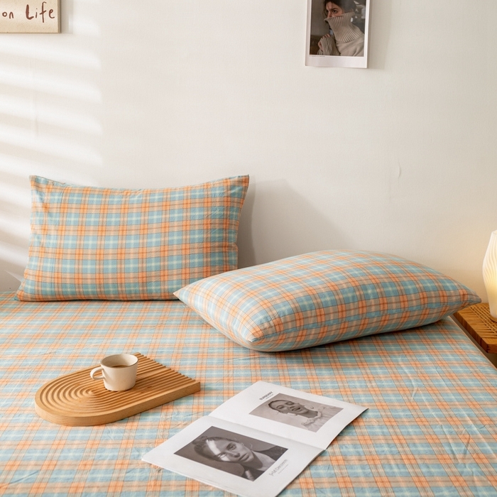 91家纺网 家纺一手货源 找家纺 2025新款A类色织水洗棉单被套 芳华绿