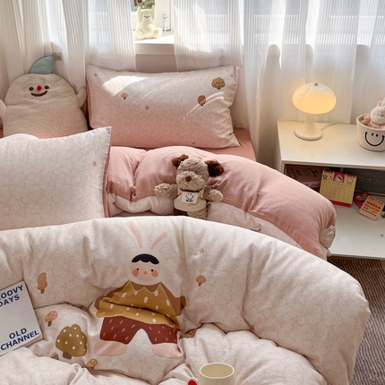 （总）莱米家纺 2025新款全棉双层纱数码印花四件套