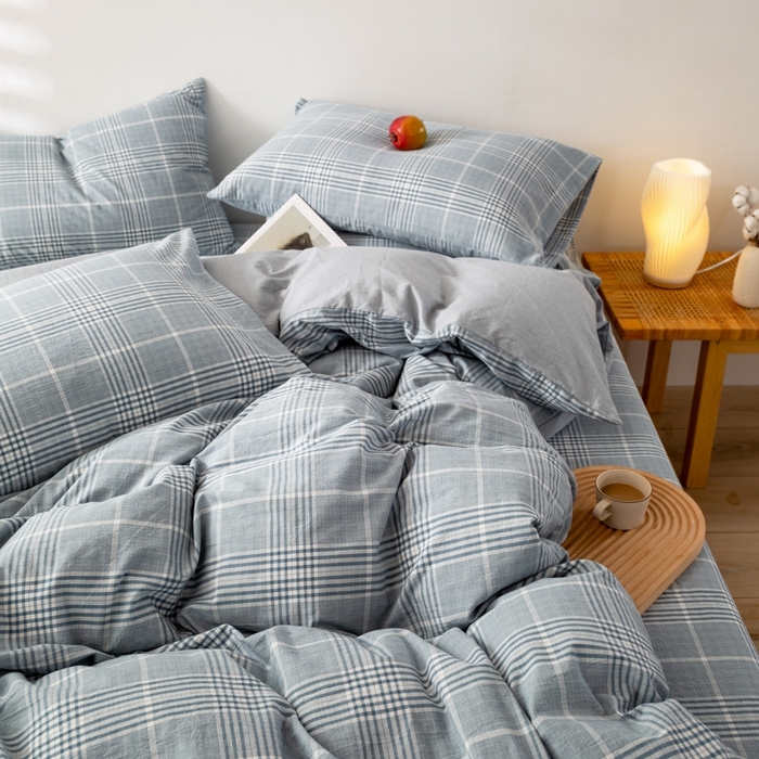 91家纺网 家纺一手货源 找家纺 2025新款A类色织水洗棉单被套 柏林兰