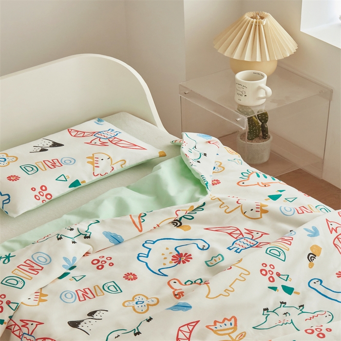 91家纺网 家纺一手货源 找家纺 艾佳宝贝 2025A类儿童全棉多功能单被套可拆式夏被四季被子 好多恐龙