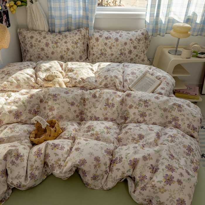 91家纺网 家纺一手货源 找家纺 塔塔家居  2025新款全棉纯棉双层纱四件套 半夏