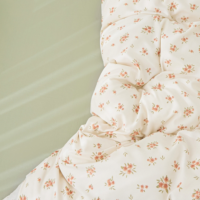 91家纺网 家纺一手货源 找家纺 蕾诺家纺 2025新款直播新款A类有氧提花云纱棉圆角吊边工艺四件套学生三件套 金桂花开