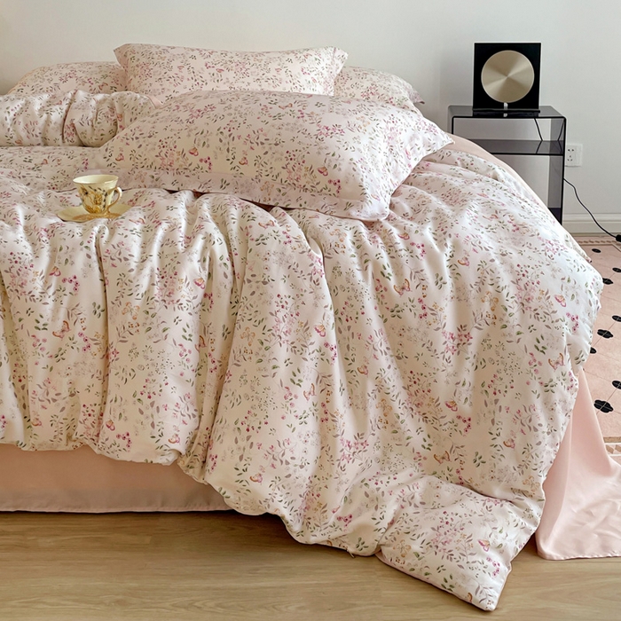 91家纺网 家纺一手货源 找家纺 棉生活家纺 2025新款天丝莱赛尔印花四件套 吟禾暮