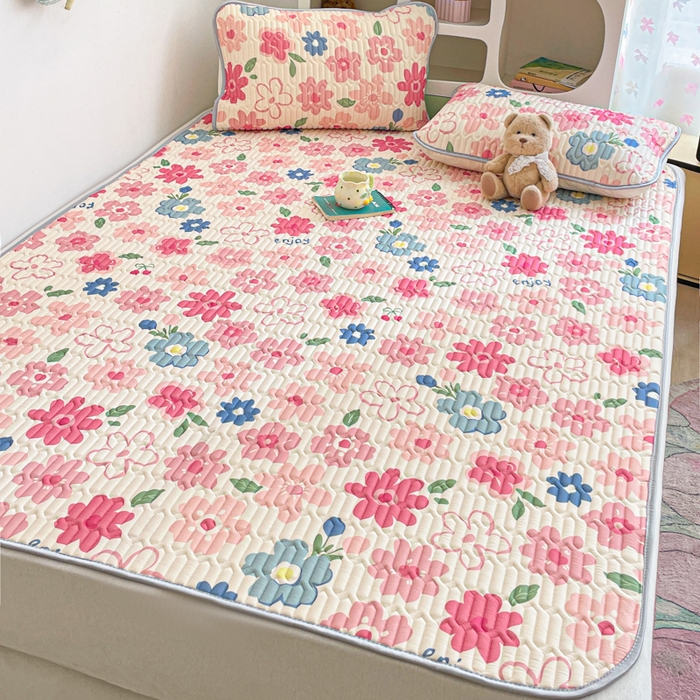 91家纺网 家纺一手货源 找家纺 贝扬思家纺 2025新款亲肤舒适可爱乳胶凉席席子系列 半纸恋章