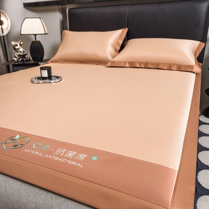 91家纺网 家纺一手货源 找家纺 全季家居 2025新款5A加厚加密艾草碳光席冰丝席 床席-奶咖