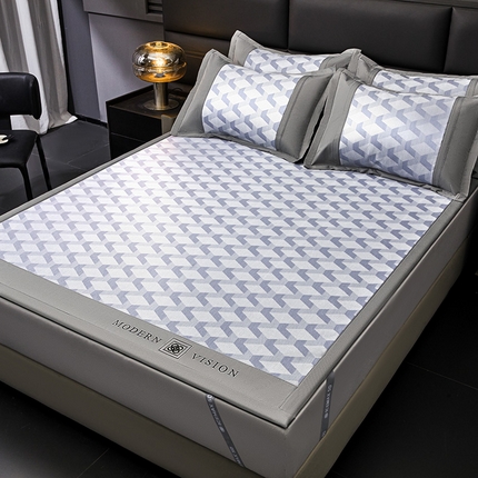 全季家居 2025新款5A抗菌3D立体冰柔凉感冰丝席 菱形-天蓝 床席款