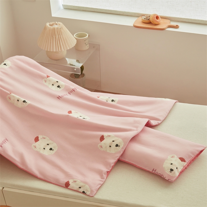 91家纺网 家纺一手货源 找家纺 艾佳宝贝 2025A类儿童全棉多功能单被套可拆式夏被四季被子 乖萌小狗