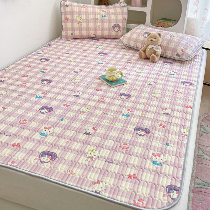 91家纺网 家纺一手货源 找家纺 贝扬思家纺 2025新款亲肤舒适可爱乳胶凉席席子系列 零碎小猫