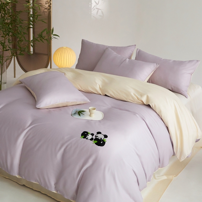 91家纺网 家纺一手货源 找家纺 金奇达家纺 2025新款竹玉清丝四件套-墨隐竹笙【标准号全网控价（折后券后）不低于228元】 墨隐竹笙-紫