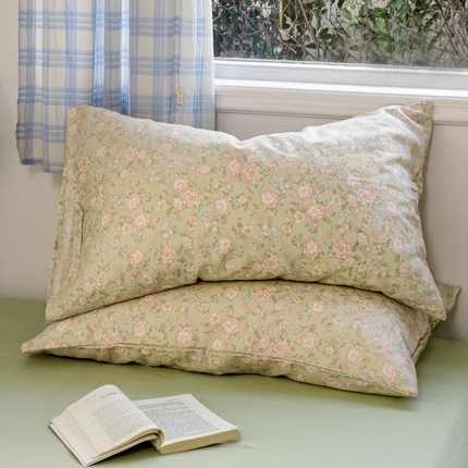 91家纺网 家纺一手货源 找家纺 塔塔家居   2025新款全棉纯棉双层纱枕套单品单枕套枕套单件 茉香