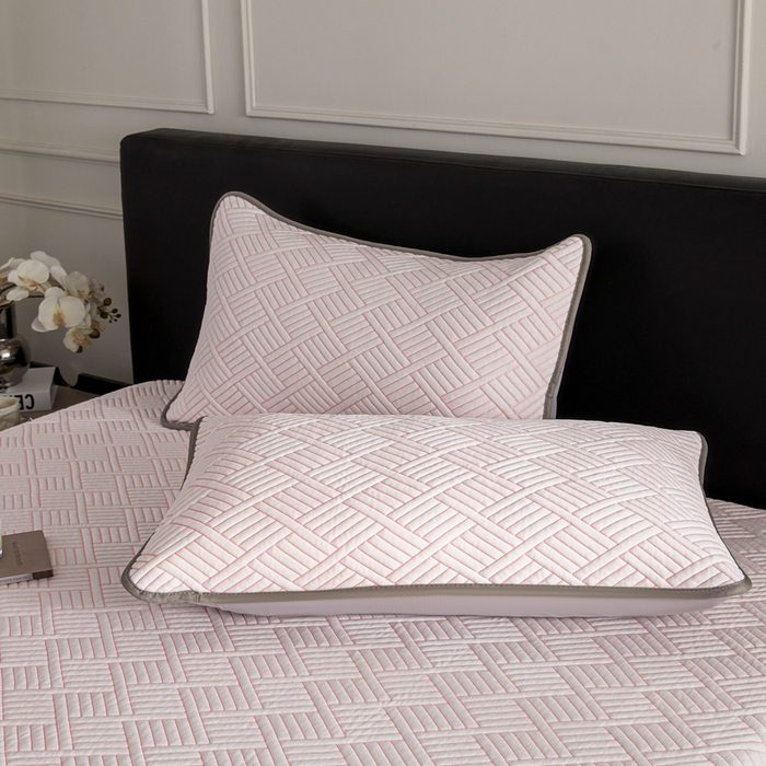 91家纺网 家纺一手货源 找家纺 2025新款韩国外贸爆款加厚PE中分子凉感豆豆软席 时空粉-床笠款