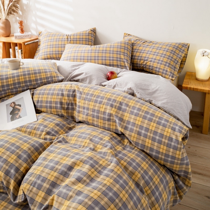 91家纺网 家纺一手货源 找家纺 2025新款A类色织水洗棉单被套 芳华灰