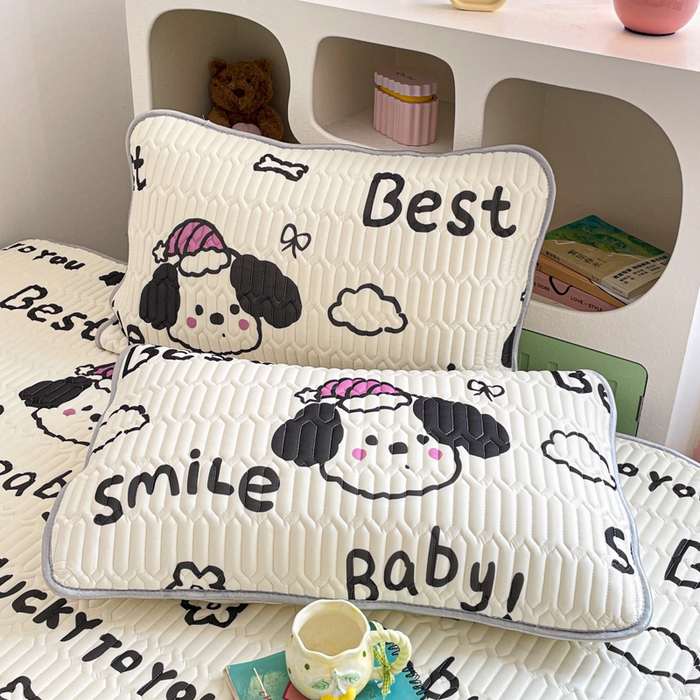 91家纺网 家纺一手货源 找家纺 贝扬思家纺 2025新款亲肤舒适可爱乳胶凉席席子系列 漫画狗仔