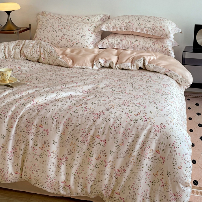 91家纺网 家纺一手货源 找家纺 棉生活家纺 2025新款天丝莱赛尔印花四件套 吟禾暮