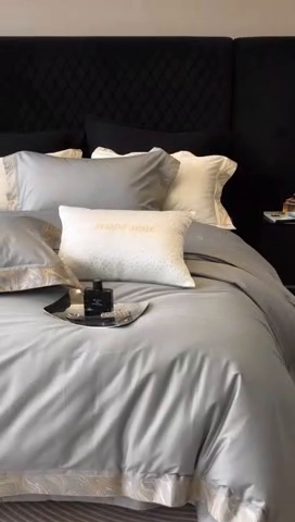 91家纺网 家纺一手货源 找家纺 馨蕊家居 2025新款100s高奢典藏简约全棉系列四件套-棉水漾 水漾-高级灰