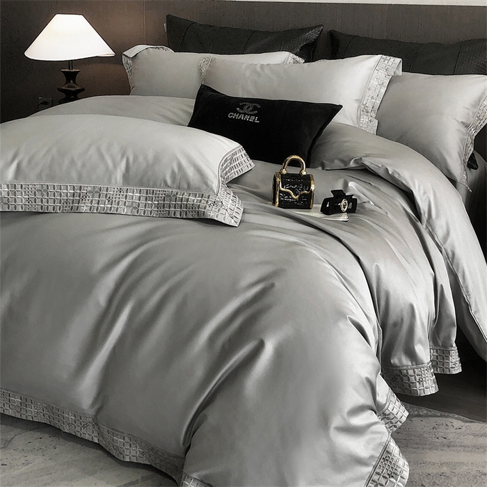 91家纺网 家纺一手货源 找家纺 保罗圣迪奥 2025新款简约款全棉长绒棉四件套—星阑 星阑-绅士灰