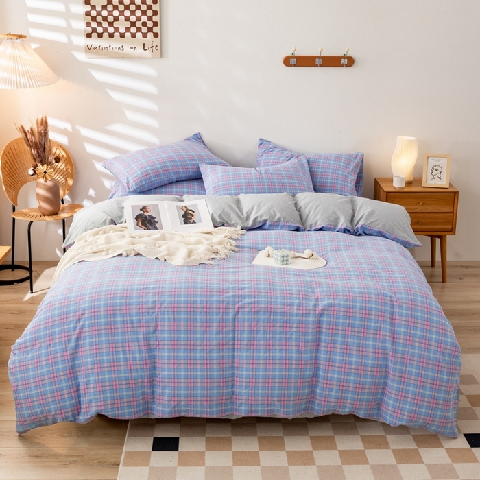 91家纺网 家纺一手货源 找家纺 2025新款A类色织水洗棉单被套 芳华兰