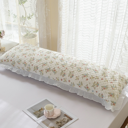 美宜家 2025新款夏季凉感丝双人枕套花边情侣长枕套 硕果