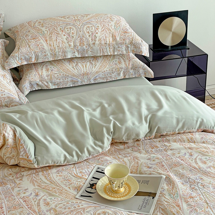 91家纺网 家纺一手货源 找家纺 棉生活家纺 2025新款天丝莱赛尔印花四件套 莉格西塔