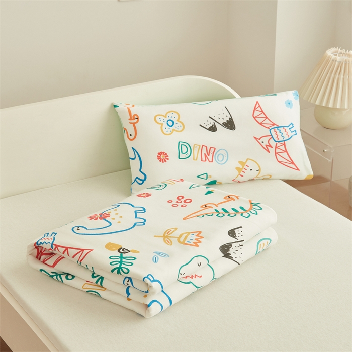 91家纺网 家纺一手货源 找家纺 艾佳宝贝 2025A类儿童全棉多功能单被套可拆式夏被四季被子 好多恐龙