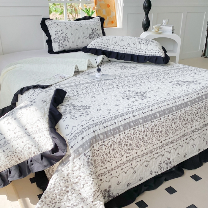 91家纺网 家纺一手货源 找家纺 佳品居 2025新款赫本风床盖四件套 赫本风-繁花