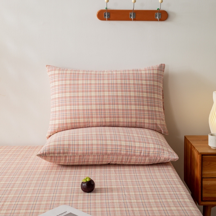 91家纺网 家纺一手货源 找家纺 2025新款A类色织水洗棉单被套 凯利咖