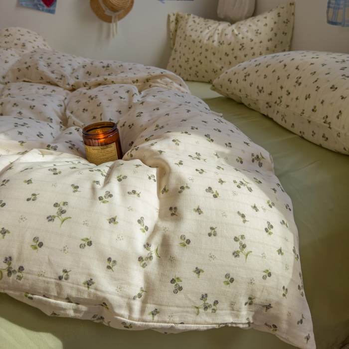 91家纺网 家纺一手货源 找家纺 塔塔家居  2025新款全棉纯棉双层纱床单床笠单品 晨露