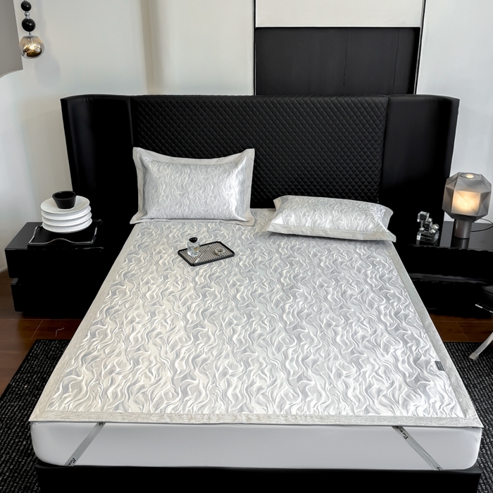 91家纺网 家纺一手货源 找家纺 本希2025春夏新款可水洗冰丝席花漾数码印花法式系列 雨文平席