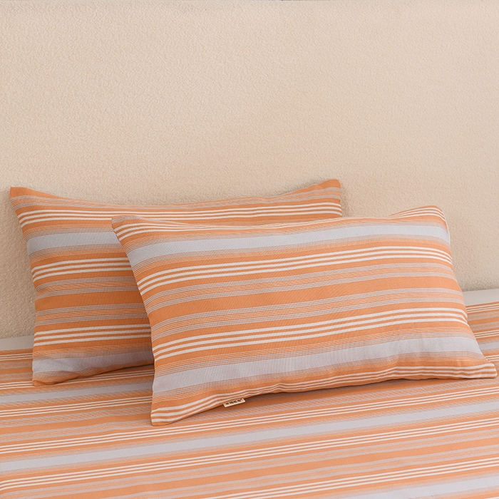 91家纺网 家纺一手货源 找家纺 红日子纺织品 2025新款艾草老粗布床单印花凉席三件套 条纹控-粉