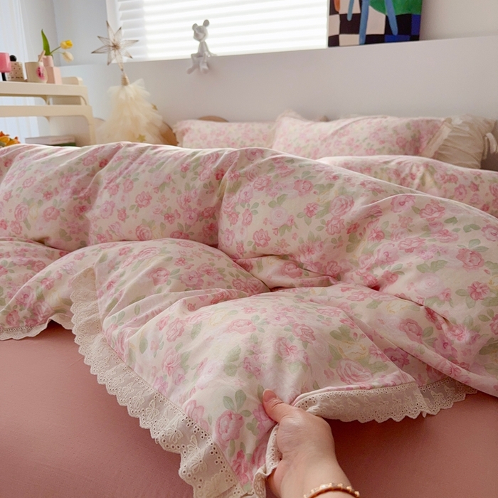 91家纺网 家纺一手货源 找家纺 于果 2025新款全棉双层纱花边款 欧若拉