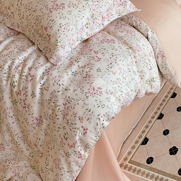 91家纺网 家纺一手货源 找家纺 棉生活家纺 2025新款天丝莱赛尔印花四件套 吟禾暮