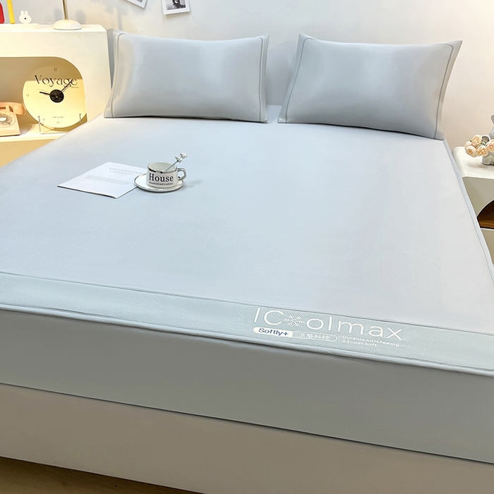 91家纺网 家纺一手货源 找家纺 全季家居 2025新款5A抗菌ICE系列凉感冰丝席 浅灰 床笠款