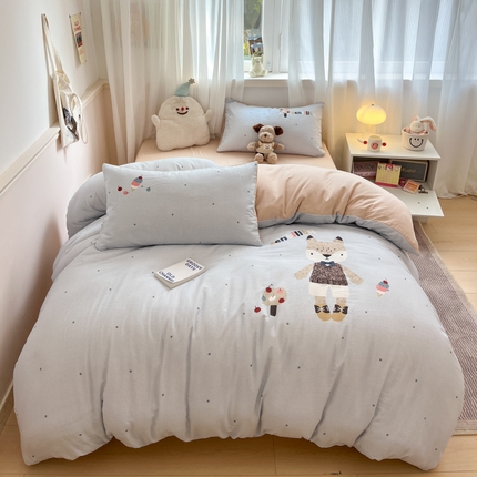 91家纺网 家纺一手货源 找家纺 （总）莱米家纺 2025新款全棉双层纱数码印花四件套