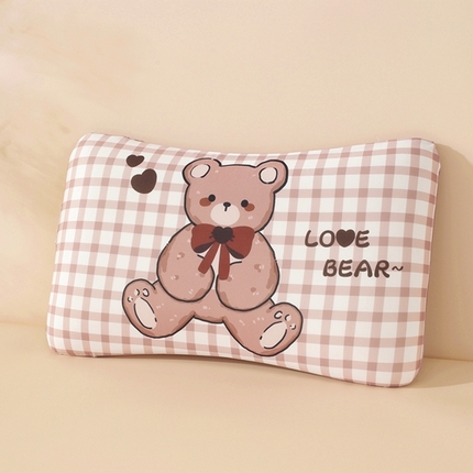 温蔓2025新款冰感丝卡通印花亲肤枕 豆沙小熊整体(记忆棉）
