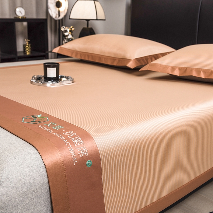 91家纺网 家纺一手货源 找家纺 全季家居 2025新款5A加厚加密艾草碳光席冰丝席 床席-奶咖